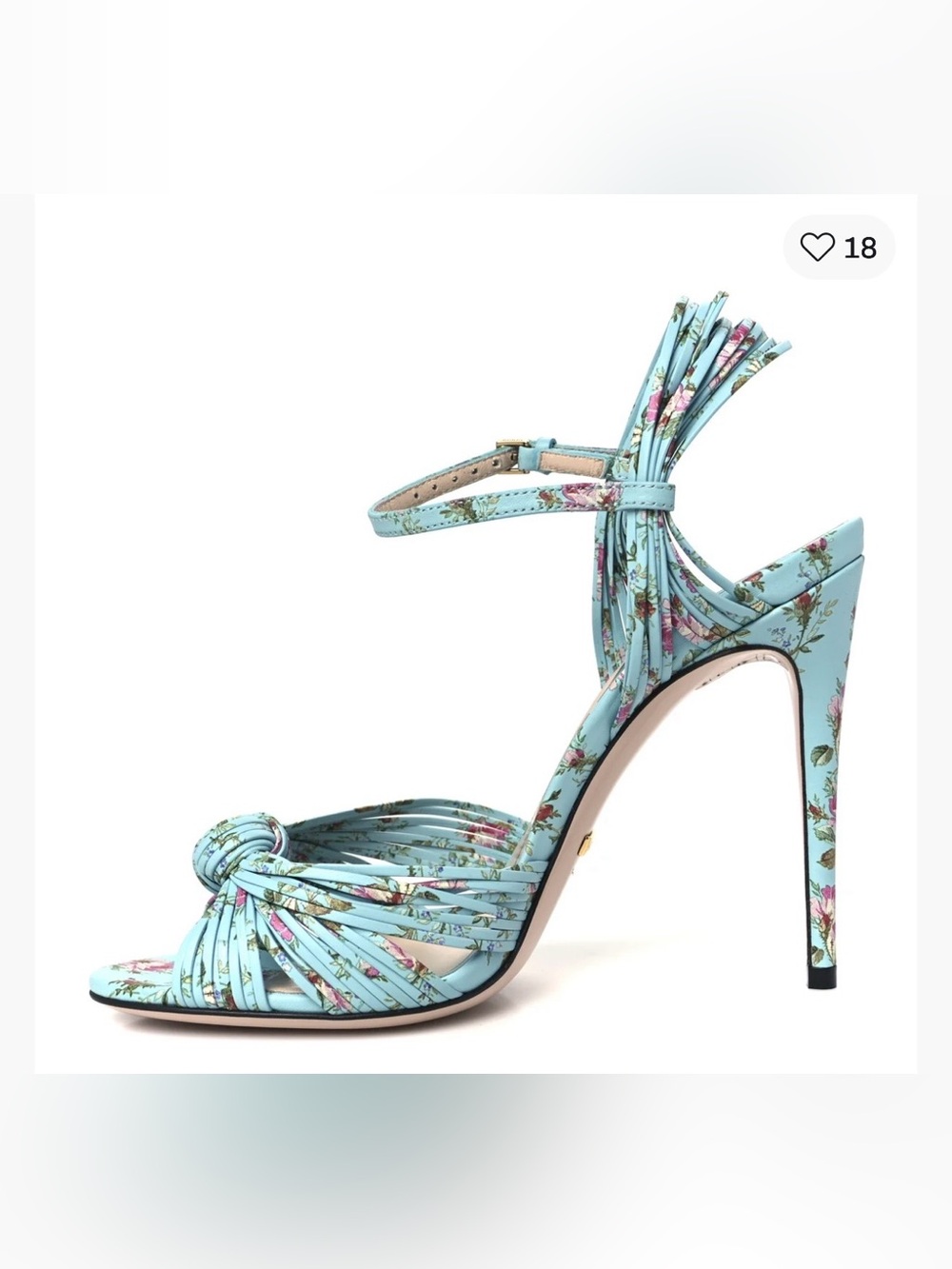Gucci Malaga Turquoise Floral Knot Heel Sandals